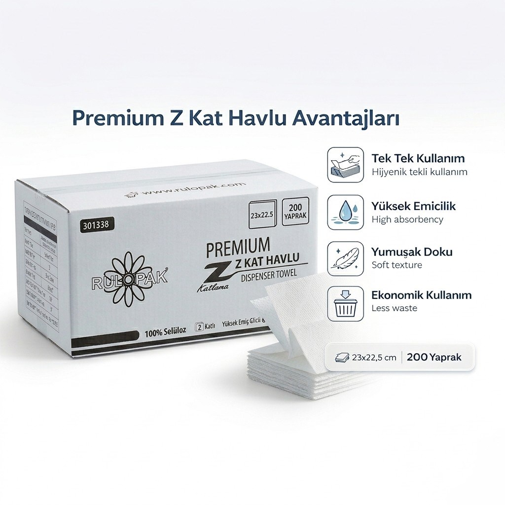 Rulopak Premium Z Kat Havlu 200 Yaprak 23x22,5