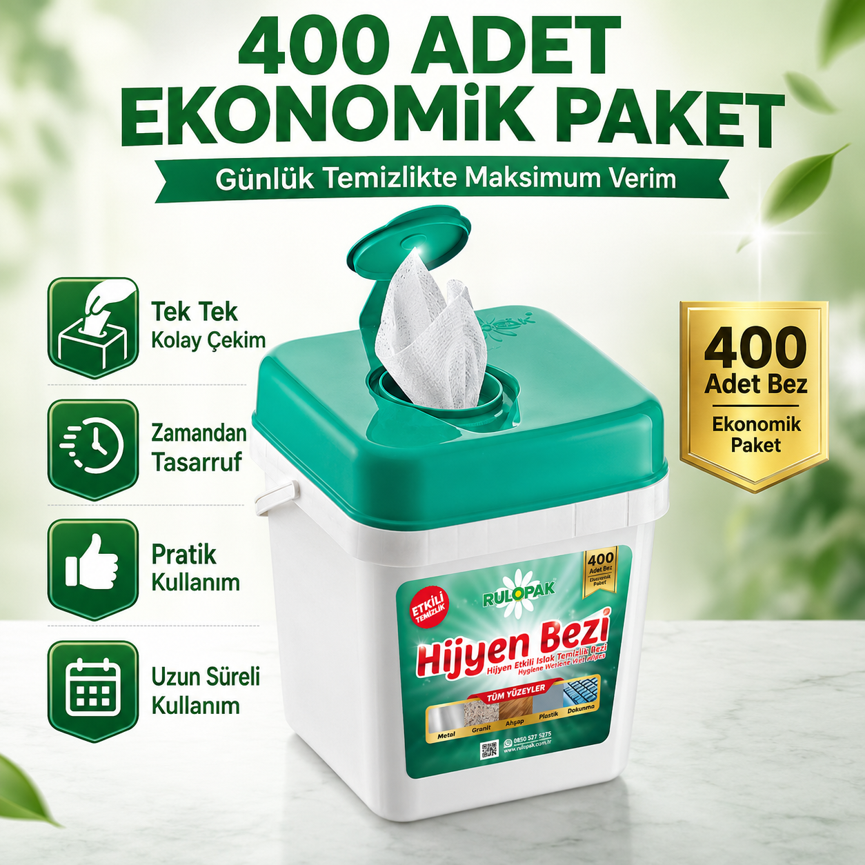 Rulopak Yüzey Temizlik Havlusu 400 Adet