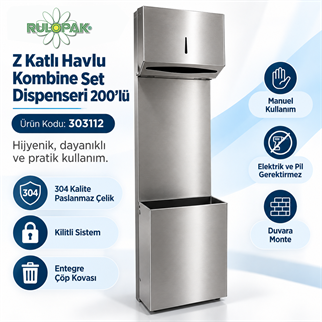 303112 Z Katlı Havlu Kombine Set Dispenseri 200lü
