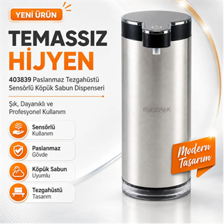 403839 Paslanmaz Tezgahüstü Sensörlü Köpük Sabun Dispenseri