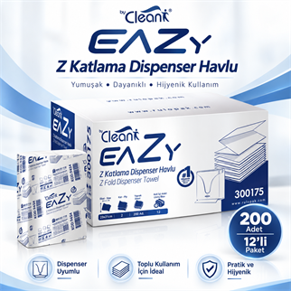 Rulopak By Clean Eazy Z Katlama Havlu Kağıt 200 Yaprak 12Li Paket