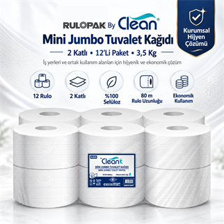 Rulopak By Clean Mini Jumbo Tuvalet Kağıdı 2 Katlı 12Li Paket 3,5 Kg