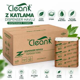 Rulopak By Clean Z Katlama Havlu Kağıt 2 Katlı 150 Yaprak 12Li Paket