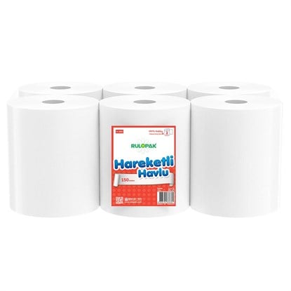 Rulopak Hareketli Havlu 2 Katlı 21 Cm 150 Metre 6Lı Paket