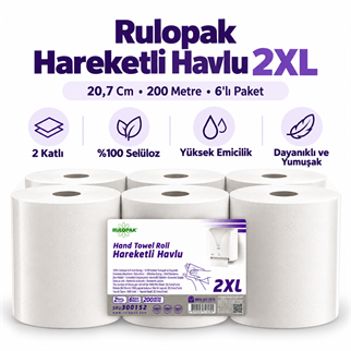 Rulopak Hareketli Havlu 2XL 20,7 Cm 200 Metre 6Lı Paket
