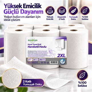 Rulopak Hareketli Havlu 2XL 20,7 Cm 200 Metre 6Lı Paket