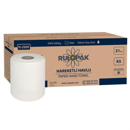 Rulopak Hareketli Kağıt Havlu 2 Katlı 21 Cm 80M 6Lı Paket 5 Kg