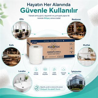 Rulopak Hareketli Kağıt Havlu 2 Katlı 21 Cm 80M 6Lı Paket 5 Kg