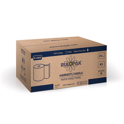 Rulopak Hareketli Kağıt Havlu 2 Katlı 21 Cm 80M 6Lı Paket 5 Kg