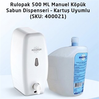 Rulopak Kartuşlu Manuel Köpük Sabun Dispenseri 500 Ml Beyaz