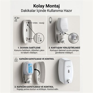 Rulopak Kartuşlu Manuel Köpük Sabun Dispenseri 500 Ml Beyaz