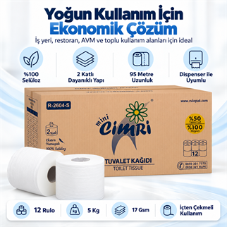 Rulopak Mini Cimri Tuvalet Kağıdı 2 Katlı 5 Kg