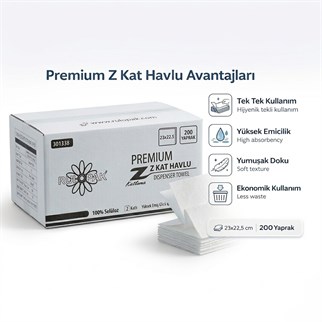 Rulopak Premium Z Kat Havlu 200 Yaprak 23x22,5