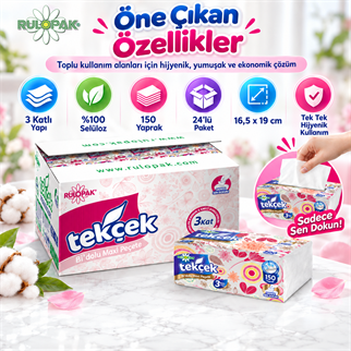 Rulopak Tekçek BiDolu Maxi Peçete 3 Katlı 150 Yaprak 24Lü Paket