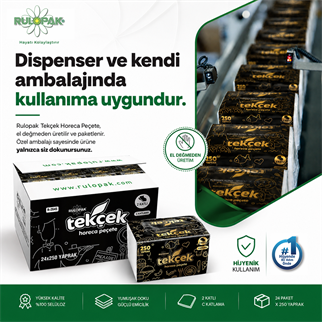 Rulopak Tekçek Horeca Dispenser Peçete 2 Katlı 250 Yaprak 24Lü Paket