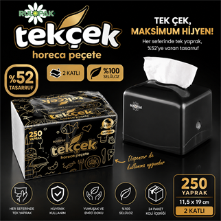 Rulopak Tekçek Horeca Dispenser Peçete 2 Katlı 250 Yaprak 24Lü Paket
