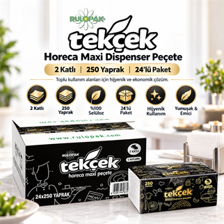 Rulopak Tekçek Horeca Maxi Dispenser Peçete 2 Katlı 250 Yaprak 24Lü Paket