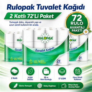 Rulopak Tuvalet Kağıdı 2 Katlı 72Li Paket