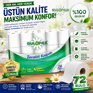 Rulopak Tuvalet Kağıdı 2 Katlı 72Li Paket