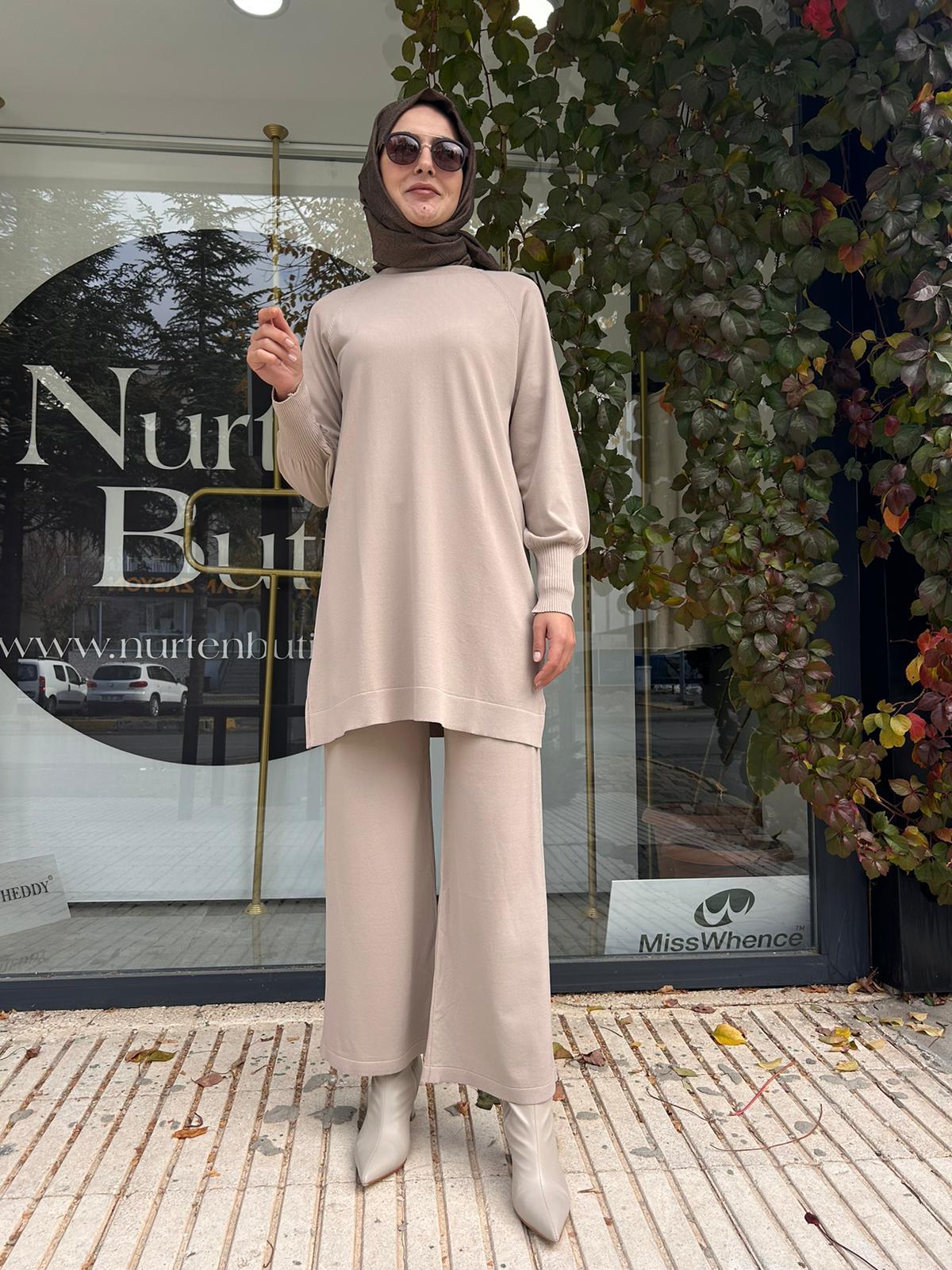 NURCAN ÇETİN SOĞUK İPLİK TRİKO PANTOLON 005 VİZON