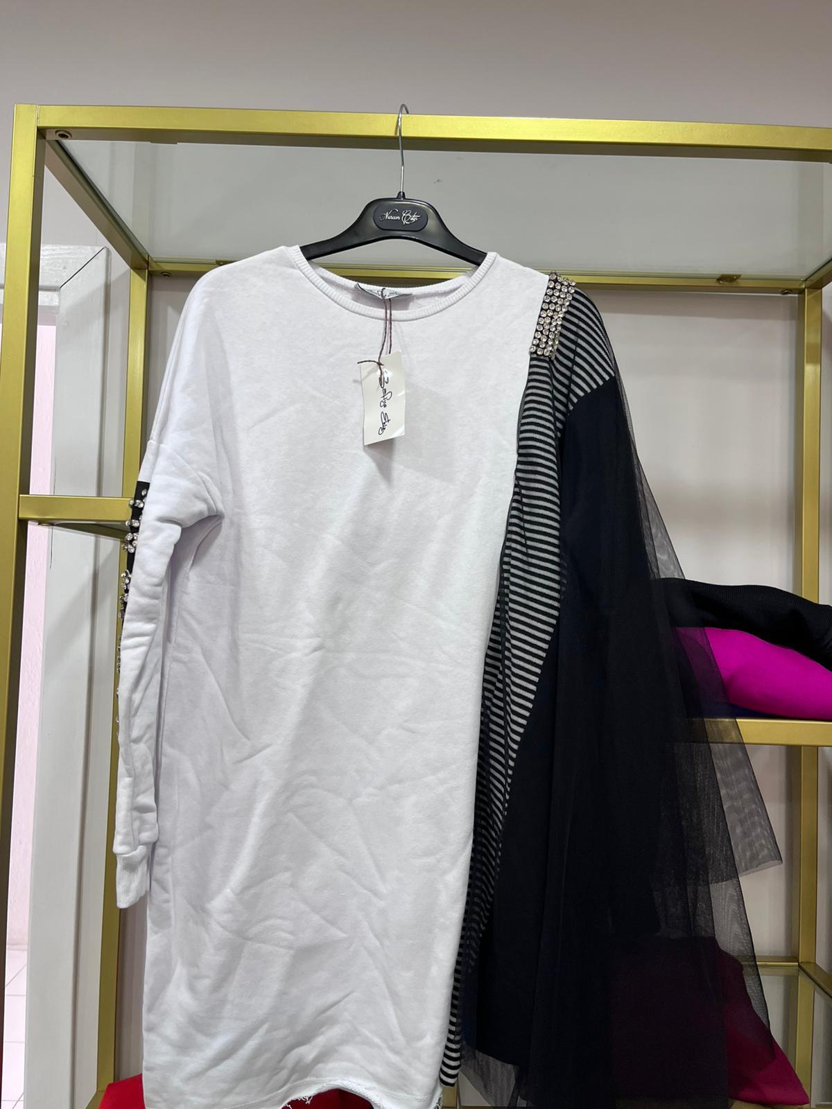 SAFİYE EKİZ TAŞ VE TÜL DETAY SWEAT 6566