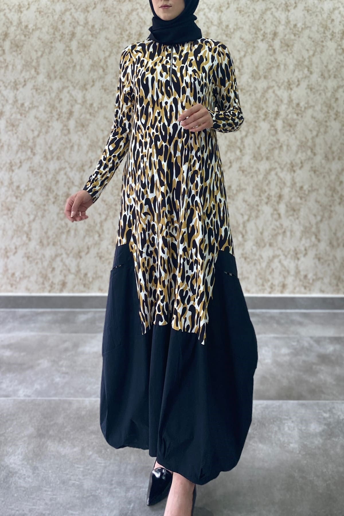 Leopar Desenli Elbise 6625