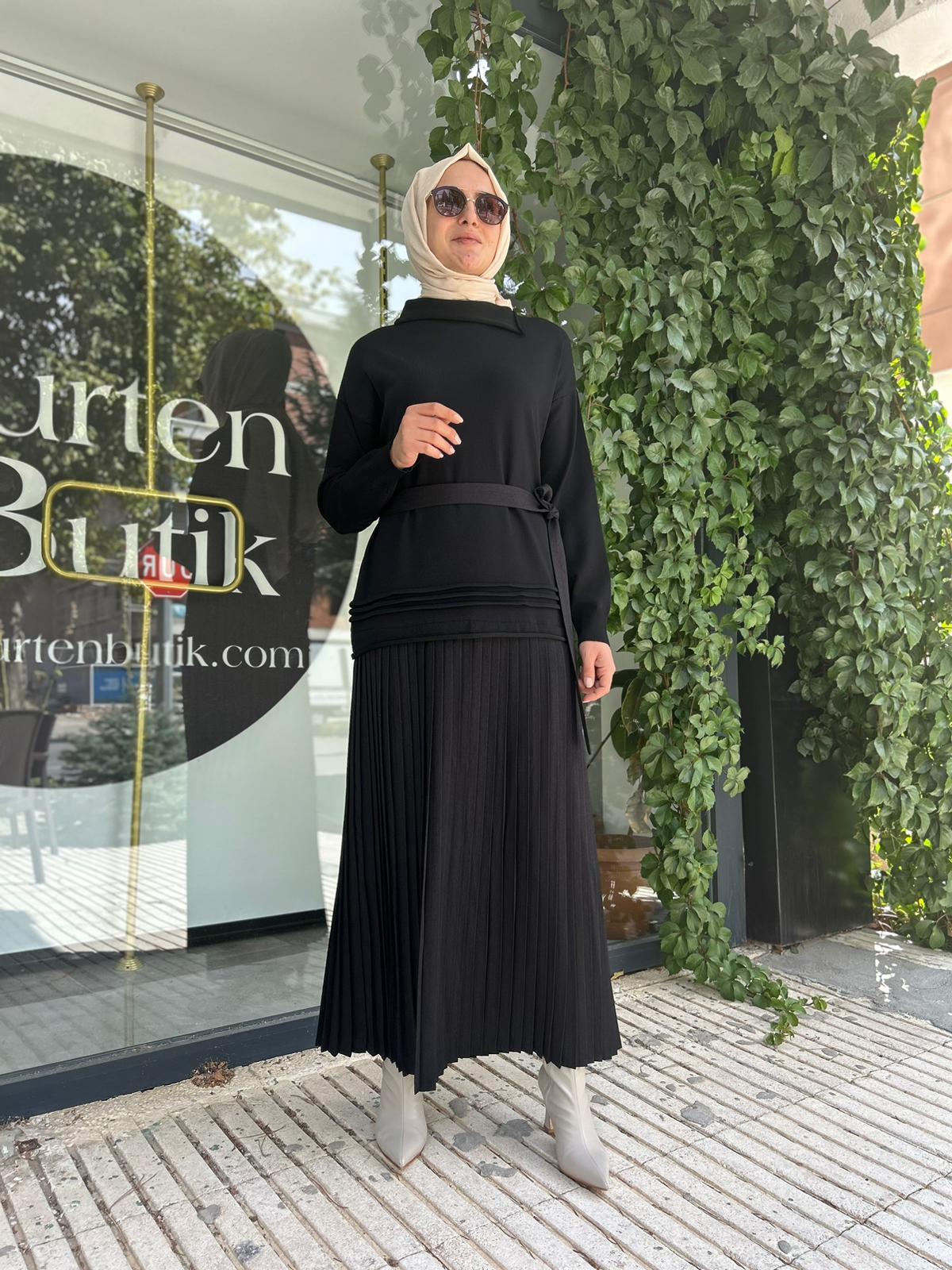 MİSSWHENCE SİYAH TRİKO ELBİSE 36813