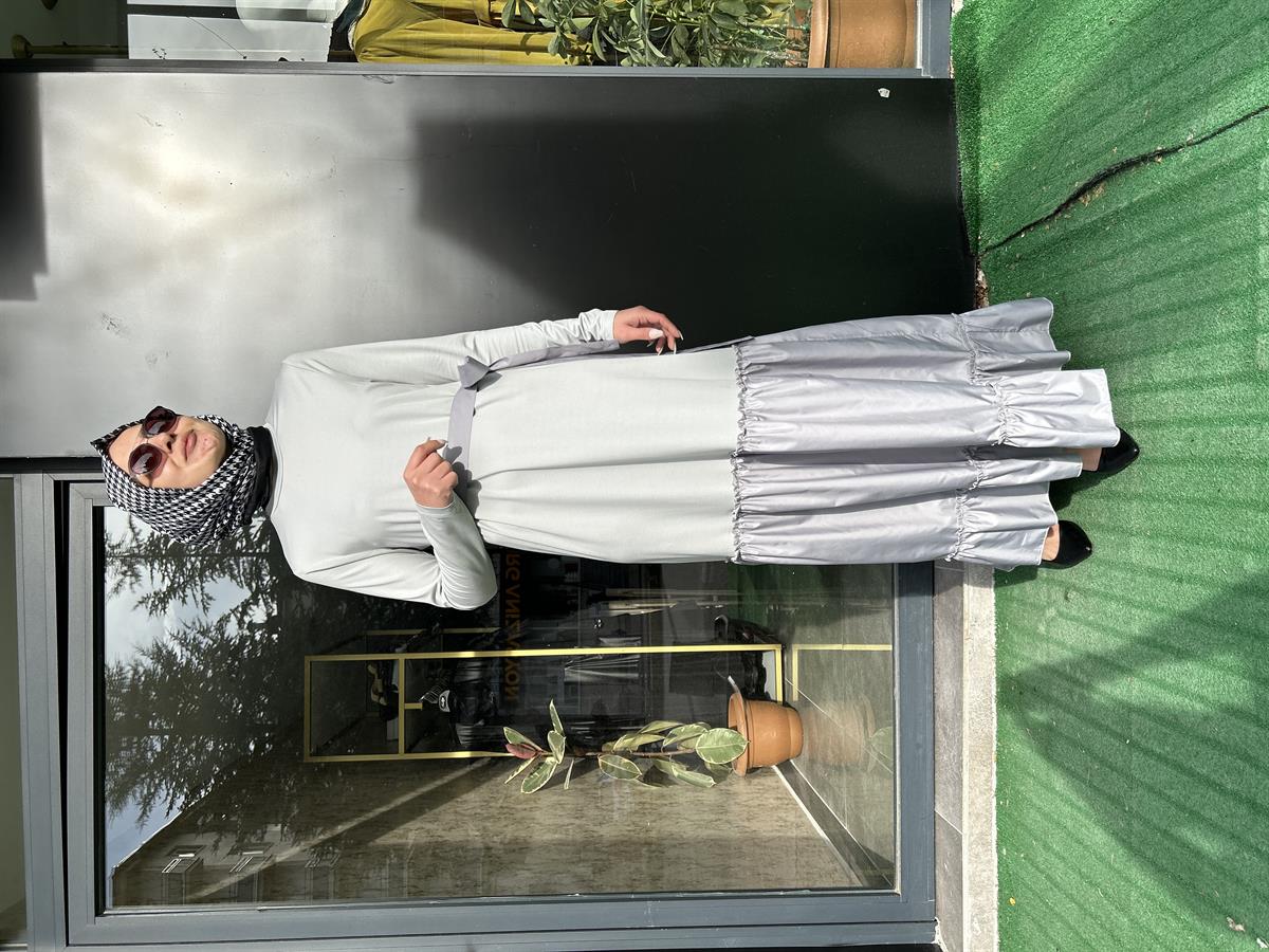 NURCAN ÇETİN GRİ ELBİSE 23116