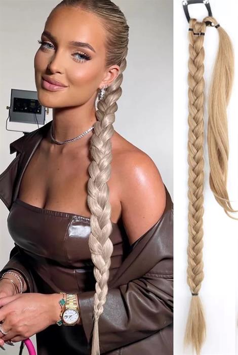 85 Cm Fiber Örgü At Kuyruğu Platin