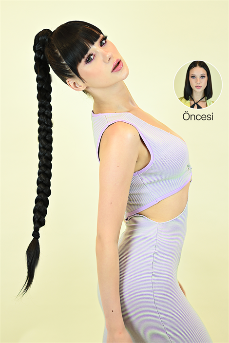 85 Cm Fiber Örgü At Kuyruğu Siyah