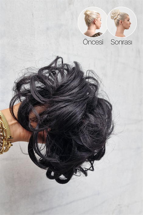 Doğal Siyah Dalgalı Topuz Tokası