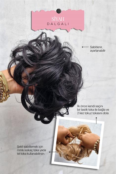 Doğal Siyah Dalgalı Topuz Tokası