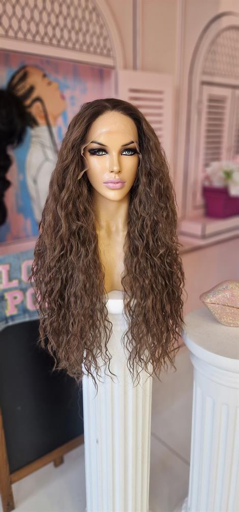 LOLLY PONY Afro Açık Kumral 75 cm Kore Fiber Sentetik Ön Tül Peruk