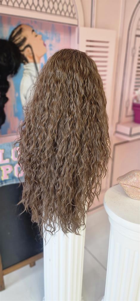 LOLLY PONY Afro Açık Kumral 75 cm Kore Fiber Sentetik Ön Tül Peruk