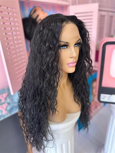 LOLLY PONY Afro Doğal Siyah 80 cm Kore Fiber Sentetik Ön Tül Peruk