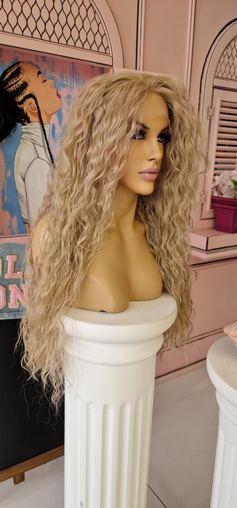 LOLLY PONY Afro İnci Kumralı 70 cm Kore Fiber Sentetik Ön Tül Peruk