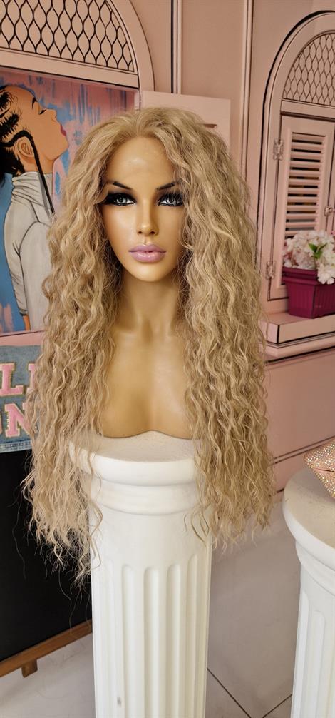 LOLLY PONY Afro İnci Kumralı 70 cm Kore Fiber Sentetik Ön Tül Peruk