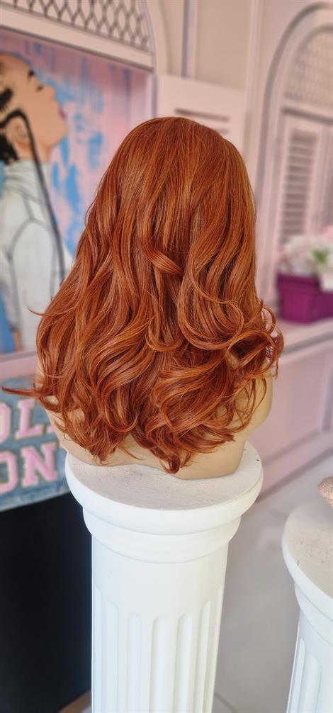 LOLLY PONY Dalgalı Bakır Ginger 50cm Kore Fiber Sentetik Ön Tül Peruk