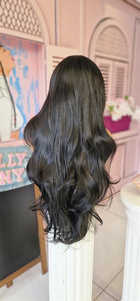 LOLLY PONY Dalgalı Doğal Siyah 80cm Kore Fiber Sentetik Ön Tül Peruk