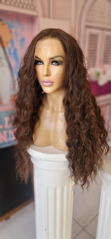 LOLLY PONY Dalgalı Orta Kumral 60cm Kore Fiber Sentetik Ön Tül Peruk