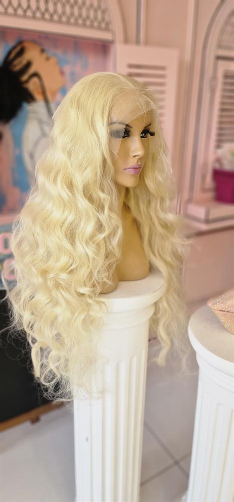 LOLLY PONY Dalgalı Platin  Kore Fiber Sentetik Ön Tül Peruk