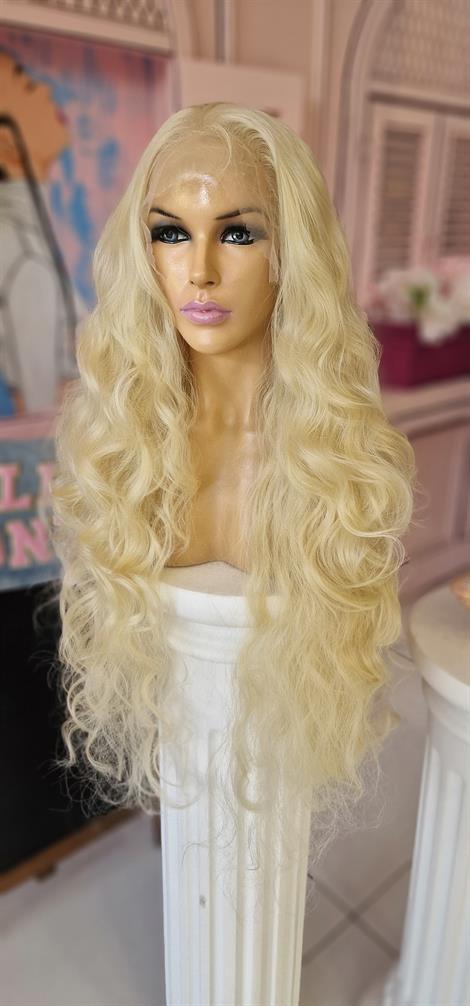 LOLLY PONY Dalgalı Platinium 85 cm Kore Fiber Sentetik Ön Tül Peruk