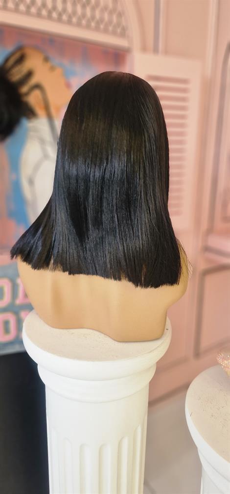 LOLLY PONY Düz Doğal Siyah 40cm Kore Fiber Sentetik Ön Tül Peruk