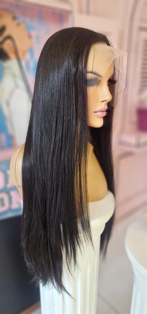 LOLLY PONY Düz Doğal Siyah 70 cm Kore Fiber Sentetik Ön Tül Peruk