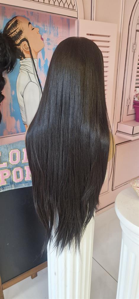 LOLLY PONY Düz Doğal Siyah 70 cm Kore Fiber Sentetik Ön Tül Peruk