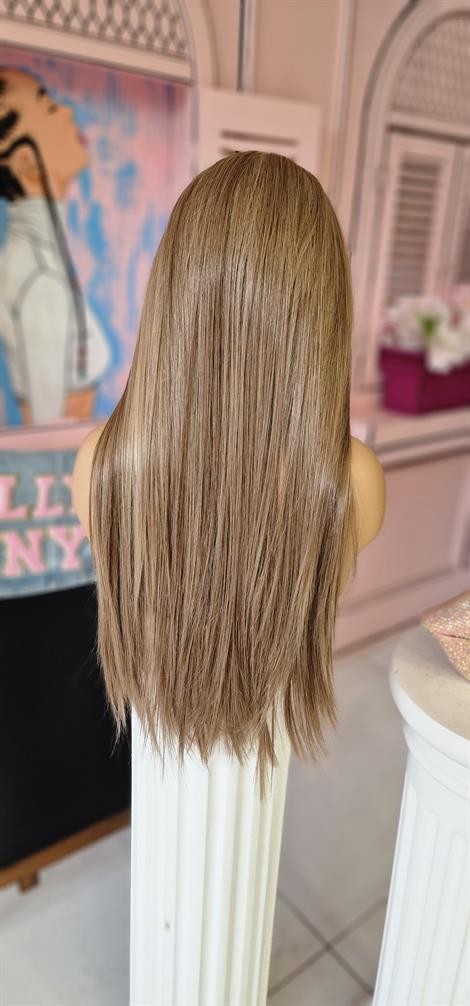 LOLLY PONY Düz Koyu Küllü Sarı 75 cm Kore Fiber Sentetik Ön Tül Peruk