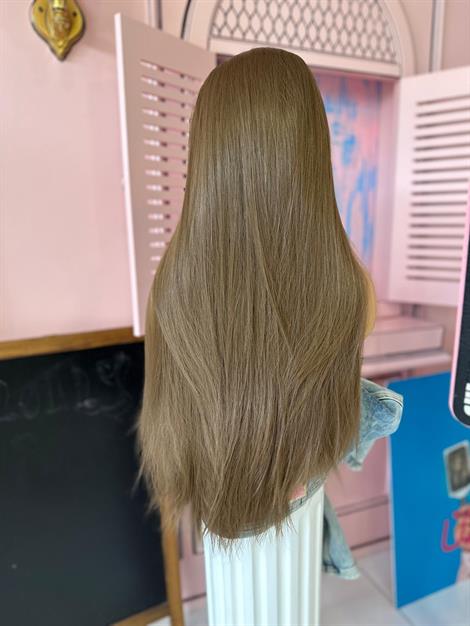 LOLLY PONY Düz Kumral 75 cm  Kore Fiber Sentetik Ön Tül Peruk