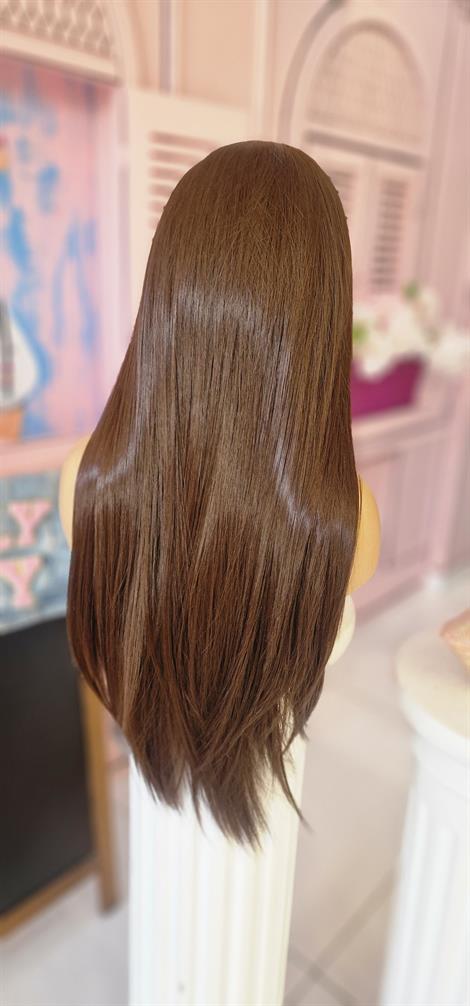 LOLLY PONY Düz Kumral 75cm Kore Fiber Sentetik Ön Tül Peruk