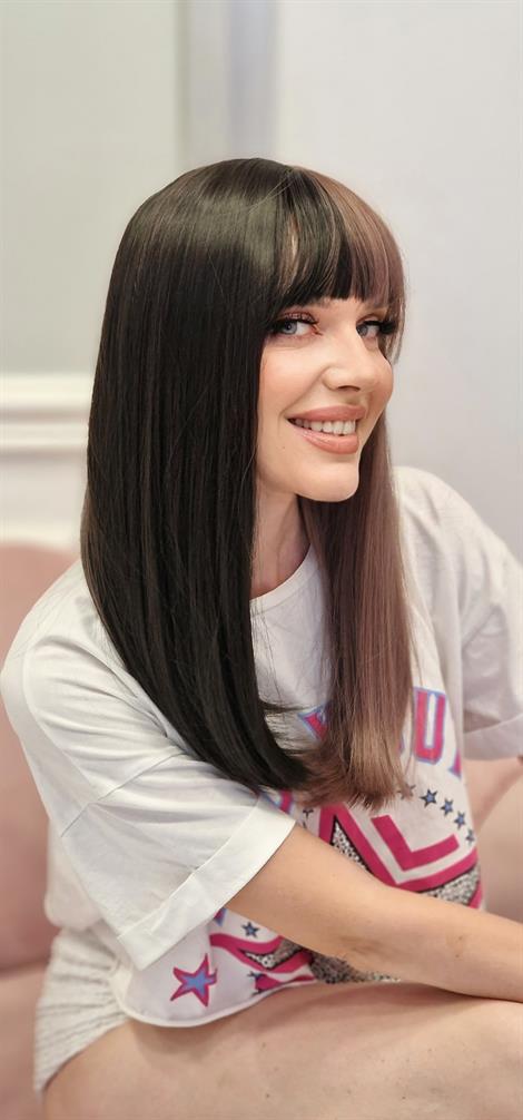 LOLLY PONY Düz Perçemli 2 Renk Pembe-Kahve 50cm Kore Fiber Peruk