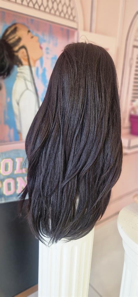 LOLLY PONY Düz Siyah 70 cm Kore Fiber Sentetik Ön Tül Peruk